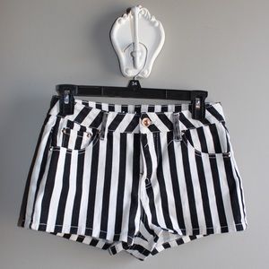 B/W striped jean shorts